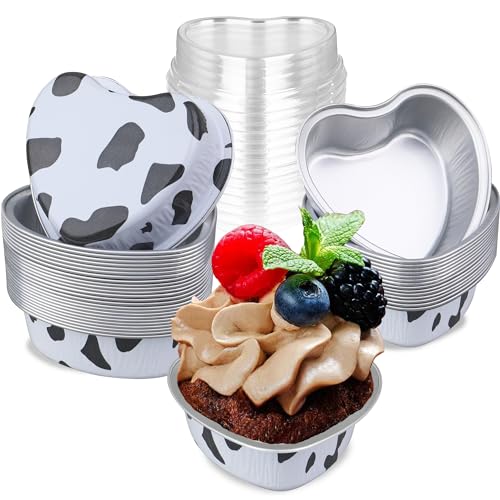 Mini Heart Shaped Cake Pans 3.5oz Aluminum Foil Heart Cake Pan with Lids