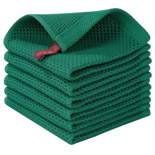 100% Cotton Waffle Weave Kitchen Dish Cloths 6 (6 Count)