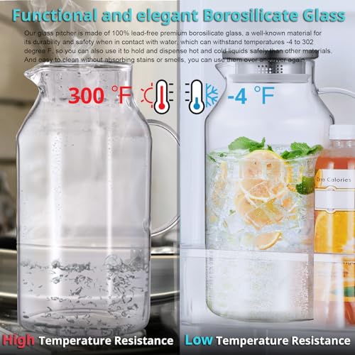 1 Gallon Glass Pitcher with Lid and Handle