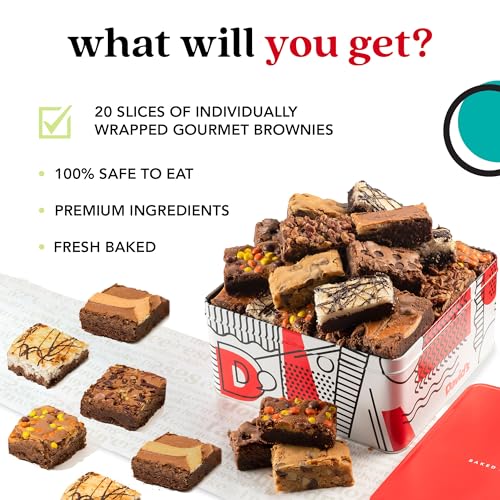 David’s Cookies Assorted Brownies Tin Gift Basket (48 Ounce)