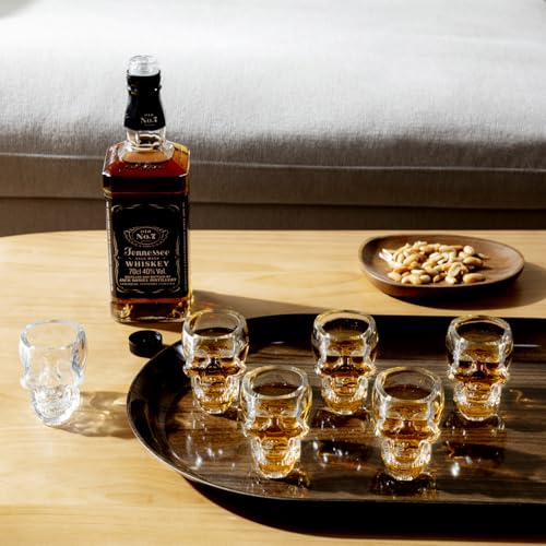 Set of 6 Skull Shot Glasses 2.8 Oz Clear 3D Design (6 Count)