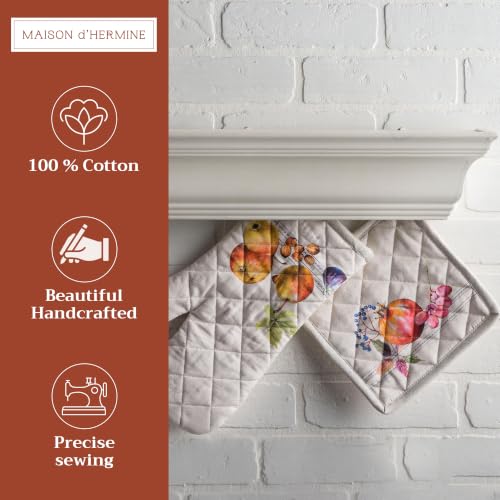 100% Cotton Oven Mitt & Pot Holder Set