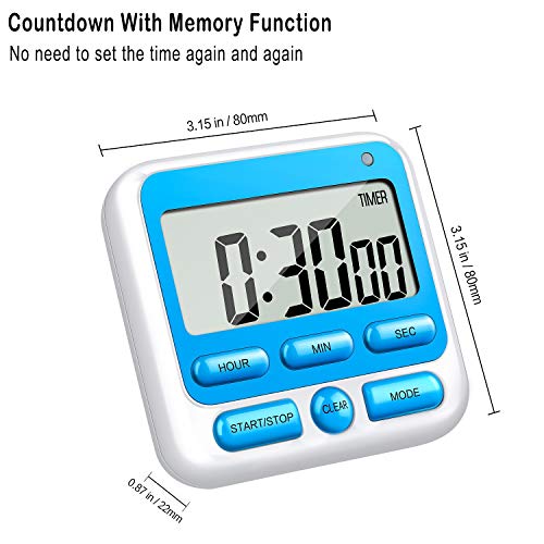4-in-1 Digital Timer with Count Up/Down, Clock & Alarm, Ring & Silent Modes