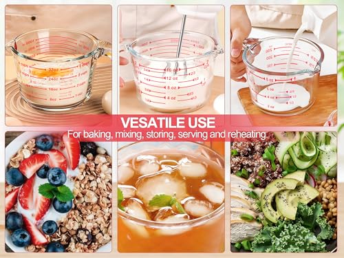 6 Pcs Glass Measuring Cups with Lids Set