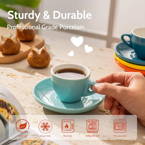 2 Ounce Espresso Cups with Saucers (6 Count)