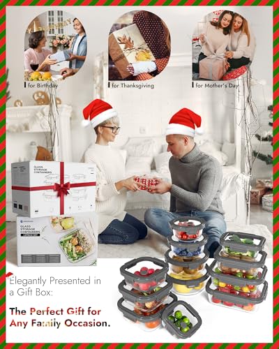 12 Pack Glass Containers with Tempered Lids (12 Count)