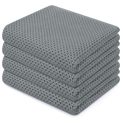100% Cotton Waffle Weave Kitchen Dish Towels 4 (4 Count)