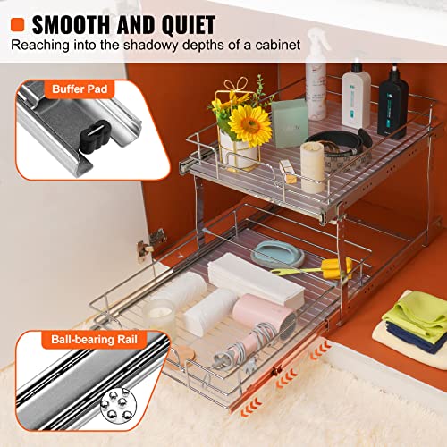 2 Tier 17"Wx21.2"Dx15.2"H Pull Out Cabinet Organizer
