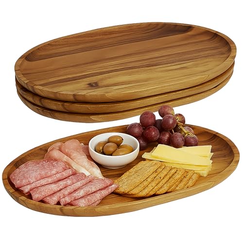 Woodard & Charles Acacia Wood Large Oval Serving Trays (4 Count)