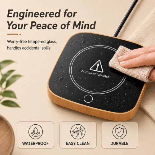 Coffee Mug Warmer Waterproof Smart Cup Warmer with 3 Temperature Setting for Warming & Heating Coffee