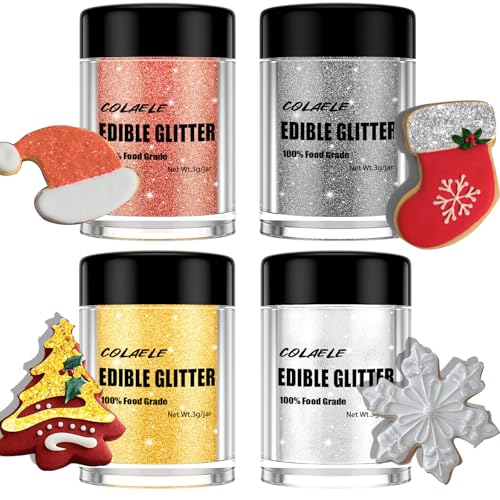 Edible Glitter for Drinks Cakes Christmas Set