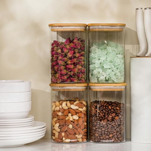 37oz/1.2Qt/1100ml Square Glass Storage Containers with Lids 6-Pack (6 Count)