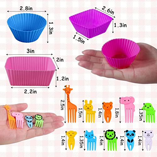 60 Pcs Silicone Lunch Box Dividers with Animal Food Picks (60 Count)