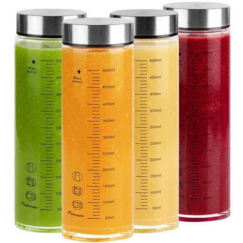 Glass Juice Bottles 4 Pack 20 oz (4 Count)