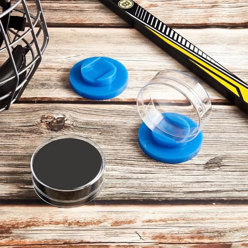 4 Pieces Hockey Puck Display Case Acrylic Clear Puck Holder with Shell Base Hockey Display Stand Autographed Souvenir Memorabilia for Enthusiasts Collection (4 Count)