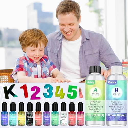 IGaitey Epoxy Kit with Reverse Alphabet Molds for Keychain Pendant (6.6 Ounce)