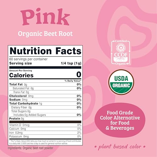 Pink Plant Based Food Coloring From Organic Beet Root Powder (2.1 Ounce)