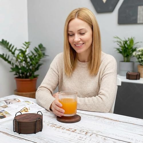 Absorbent Coasters for Drinks with Holder (7 Count)