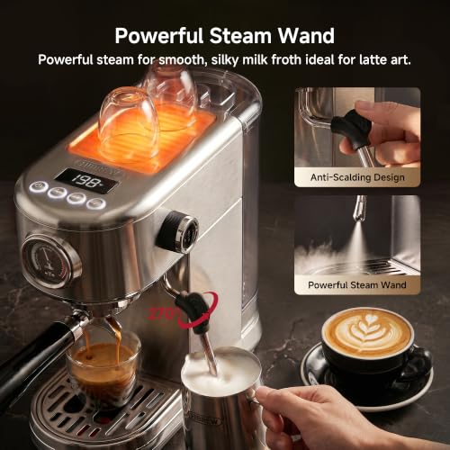 H10B Programmable Espresso Machine with LED Display & Pressure Gauge