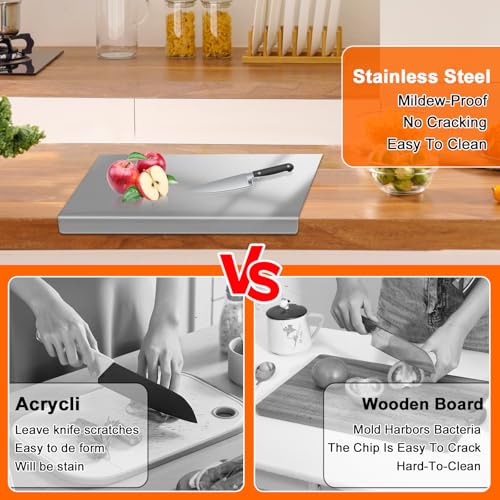 Stainless Steel Counter Cutting Board for Kitchen (2 Count)