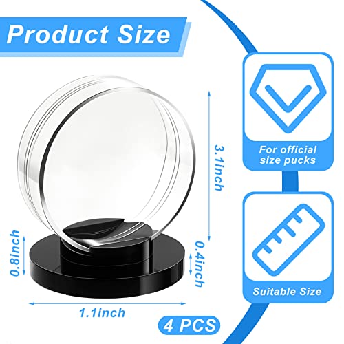 Hockey Puck Display Case Acrylic Holder Stand (4 Count)