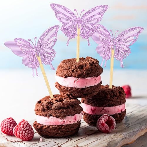 48 Pcs Butterfly Cupcake Toppers 3D (48 Count)