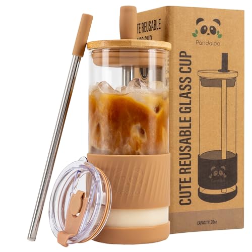 Glass Cups With Lids and Straws