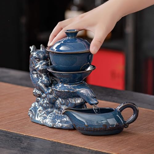 Ceramic Teapot with Infuser Semi Automatic Tea Set Magic Teapot with 8 cups Gradient Color