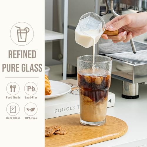 20oz Wave Ribbed Glass Tumbler with Lid and Straw