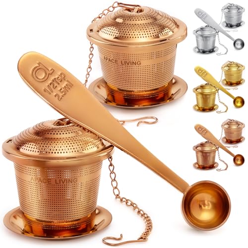 Tea Infuser Set of 2 with Tea Scoop & Drip Trays