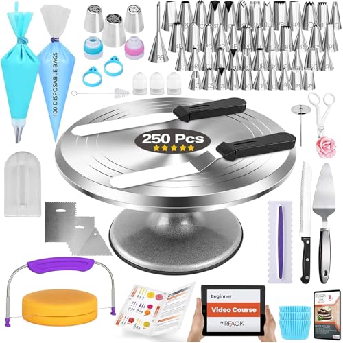 250 PCs Aluminum Cake Decorating Tools Kit with 12