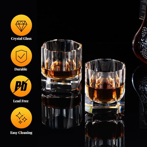 Crystal Whiskey Glasses Set of 2 Old Fashioned Glasses Hand Blown (2 Count)