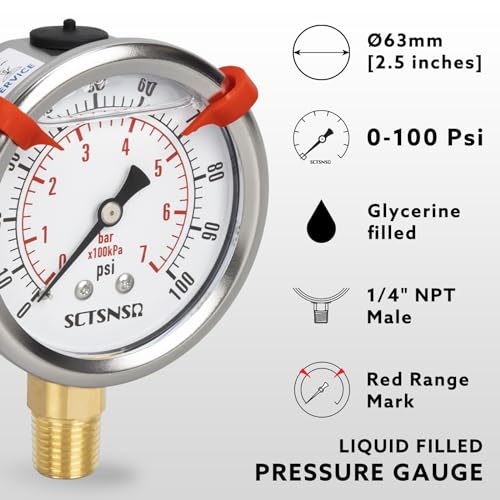 0 to 100 Psi Pressure Gauge