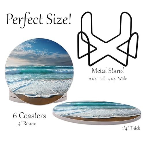 Ocean Coastal Theme Round Coasters Set of 6