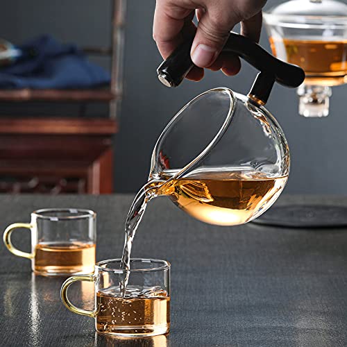 Glass Teapot Set Semi Automatic Drip Rotating with Infuser Lazy Kungfu Tea pot Set
