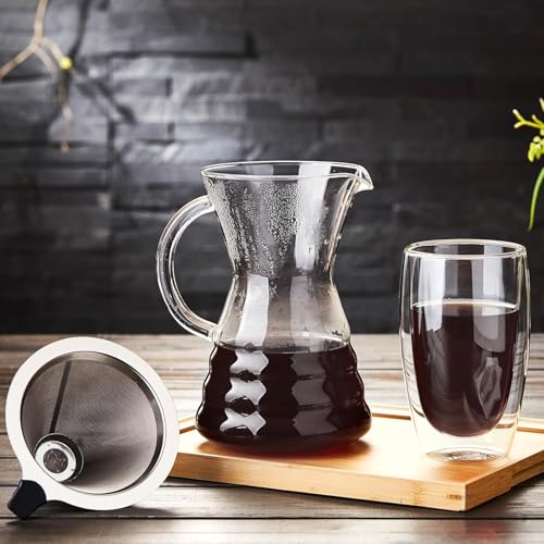18 Pack Pour Over Coffee Maker with Permanent Stainless Filter 27 fl oz (18 Count)