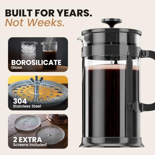 EzDtach French Press Coffee Maker 34oz Grey