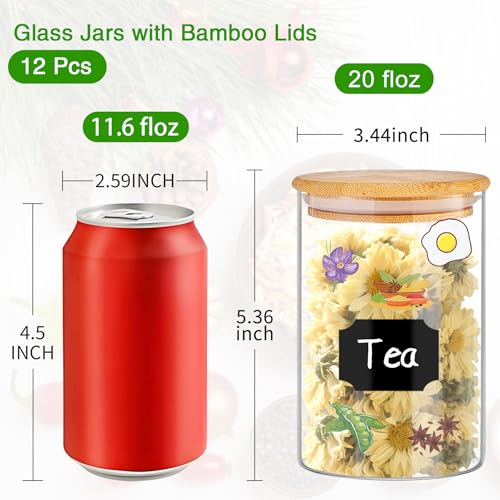 Glass Jars with Bamboo Lids 20 oz (12 Count)