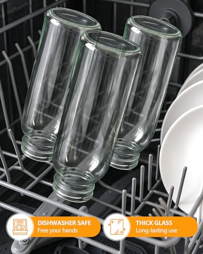 10.5 oz Glass Juice Bottles with Stainless Steel Lid Bulk (16 Count)