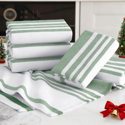 Premium Cotton Stripe Kitchen Towels 6 Pack (6 Count)