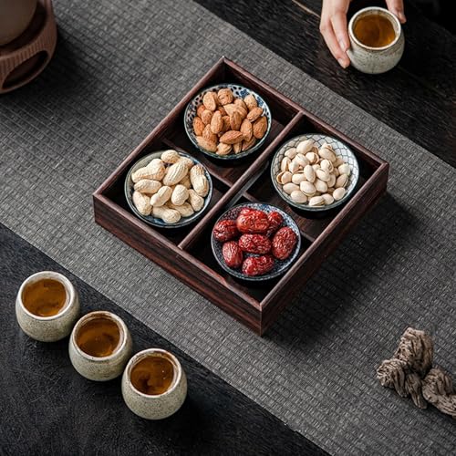 5 Piece Wooden Serving Tray Set for Ottoman
