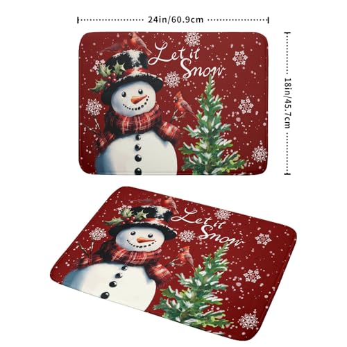 Winter Snowflake Red Dish Drying Mat for Kitchen Counter