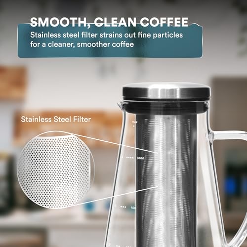 Airtight Cold Brew Coffee Maker with Tea Infuser & Spout 1.0L