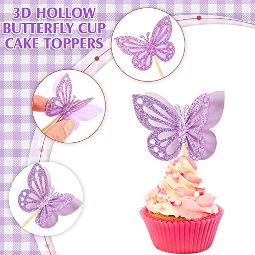 48 Pcs Butterfly Cupcake Toppers 3D (48 Count)