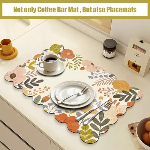 Scalloped Cute Coffee Bar Mat for Countertop