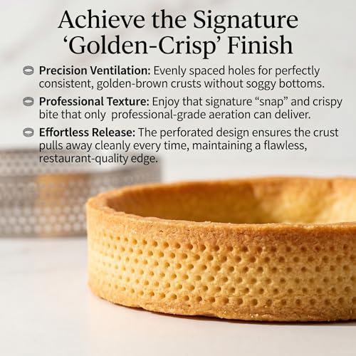 8Packs Perforated Tart Rings 4 Inch Stainless Steel Perforated Cake Rings (8 Count)