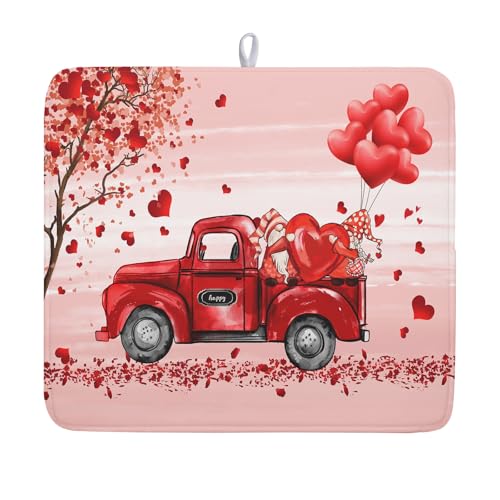 Valentine's Love Truck Dish Drying Mat
