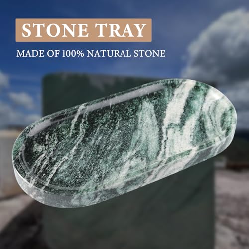 Green Marble Tray for Bathroom Countertop