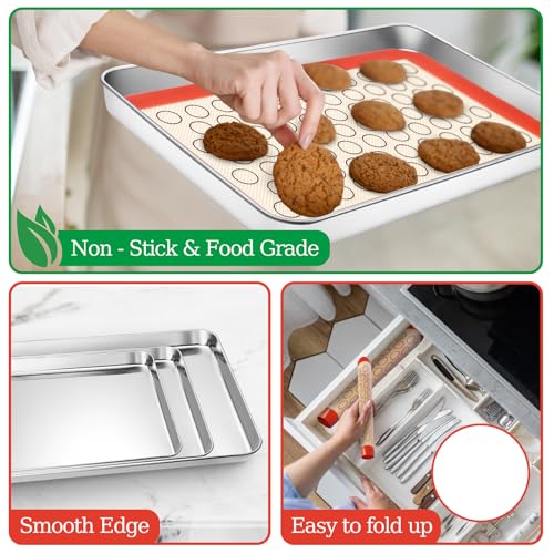 Baking Sheet with Silicone Baking Mat Set