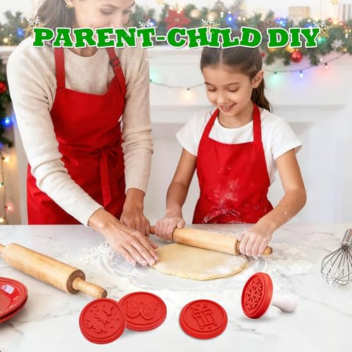Christmas Cookie Stamps Silicone Cookie Stamps Cookie Cutter Biscuit for DIY Christmas and Daily Baking Set of 6